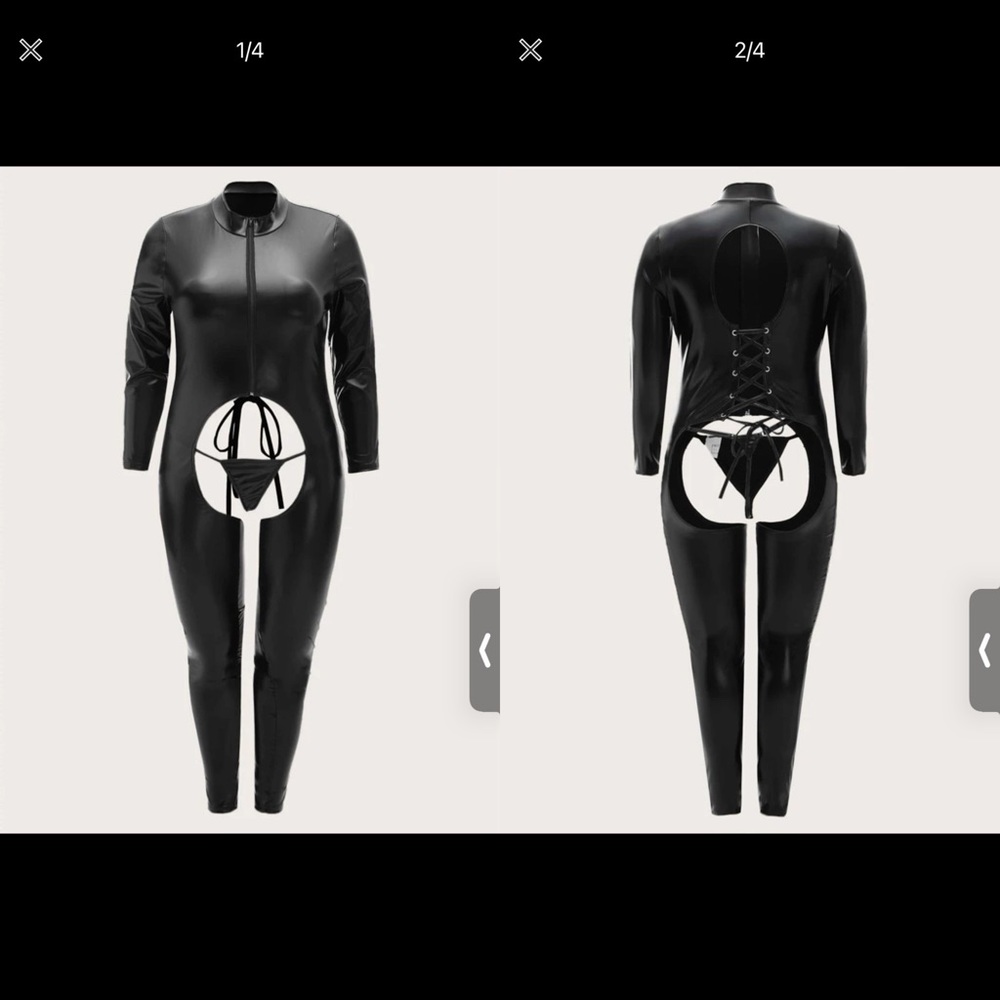 Plus zip front costume with thong